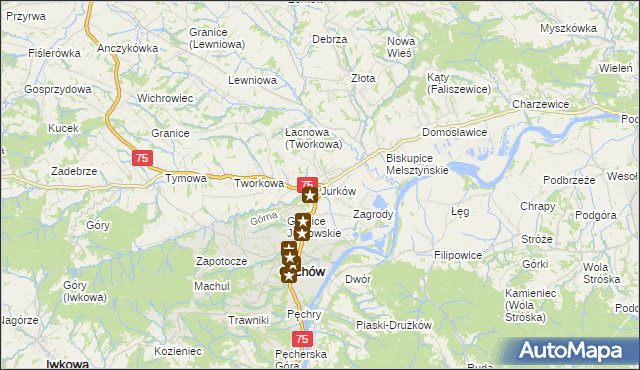 mapa Jurków gmina Czchów, Jurków gmina Czchów na mapie Targeo