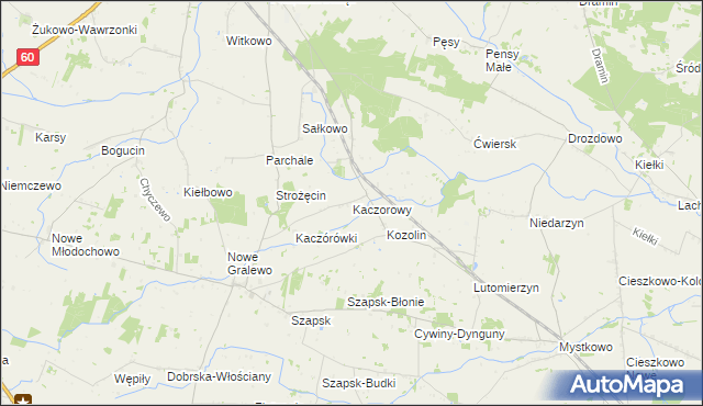 mapa Kaczorowy, Kaczorowy na mapie Targeo
