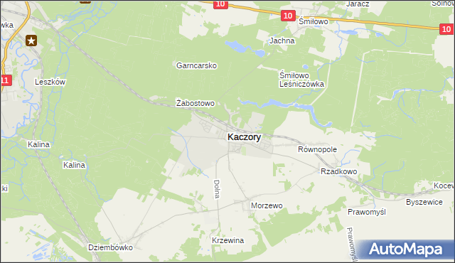 mapa Kaczory powiat pilski, Kaczory powiat pilski na mapie Targeo