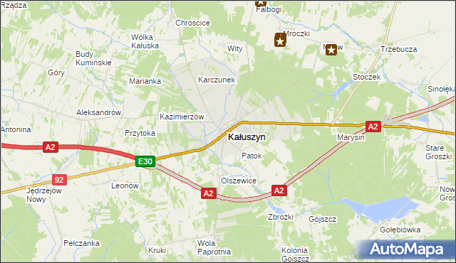 mapa Kałuszyn powiat miński, Kałuszyn powiat miński na mapie Targeo