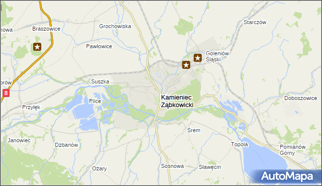 mapa Kamieniec Ząbkowicki, Kamieniec Ząbkowicki na mapie Targeo