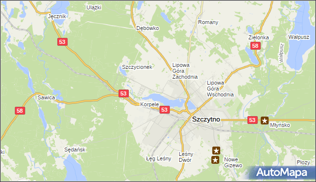 mapa Kamionek gmina Szczytno, Kamionek gmina Szczytno na mapie Targeo