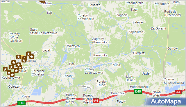 mapa Kamionka gmina Ostrów, Kamionka gmina Ostrów na mapie Targeo