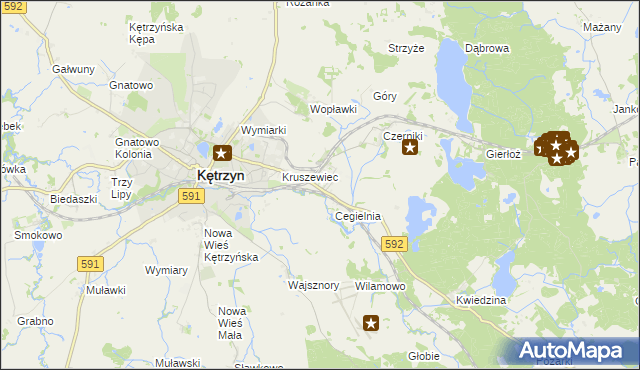 mapa Karolewo gmina Kętrzyn, Karolewo gmina Kętrzyn na mapie Targeo