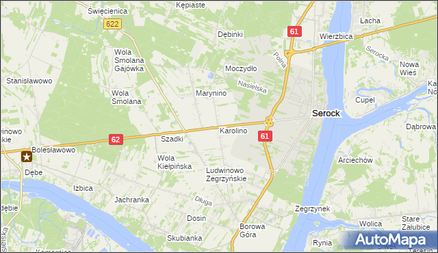 mapa Karolino gmina Serock, Karolino gmina Serock na mapie Targeo