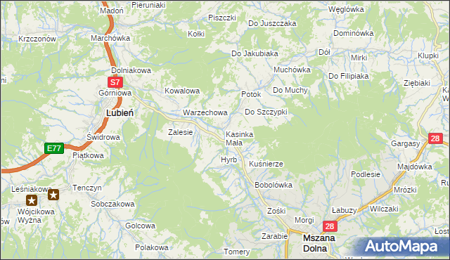 mapa Kasinka Mała, Kasinka Mała na mapie Targeo