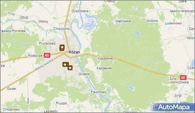mapa Kaszewiec gmina Goworowo, Kaszewiec gmina Goworowo na mapie Targeo