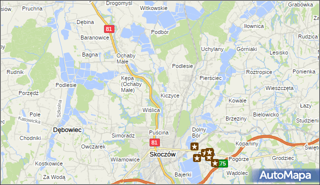 mapa Kiczyce, Kiczyce na mapie Targeo