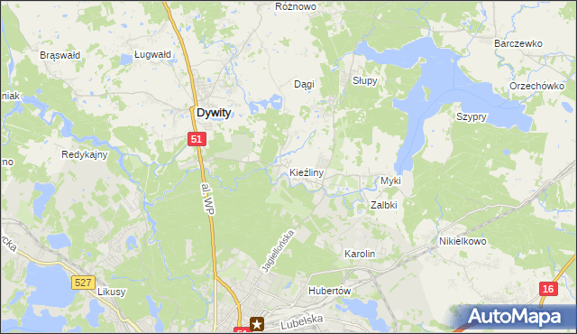 mapa Kieźliny, Kieźliny na mapie Targeo