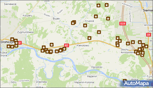 mapa Klekotowo gmina Siemiatycze, Klekotowo gmina Siemiatycze na mapie Targeo