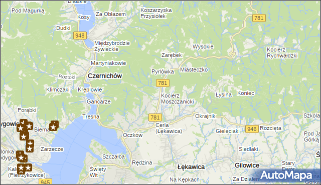 mapa Kocierz Moszczanicki, Kocierz Moszczanicki na mapie Targeo