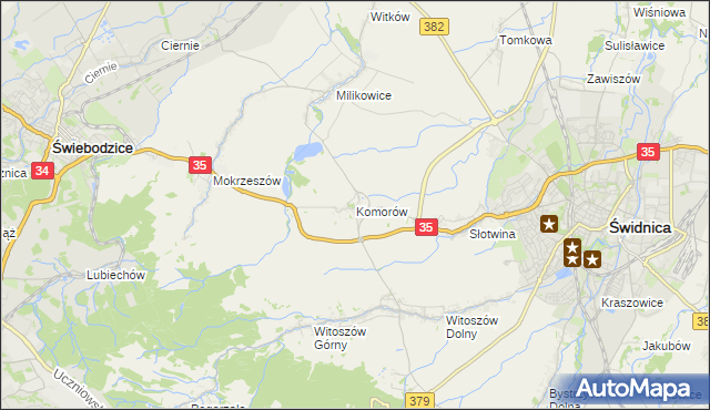 mapa Komorów gmina Świdnica, Komorów gmina Świdnica na mapie Targeo