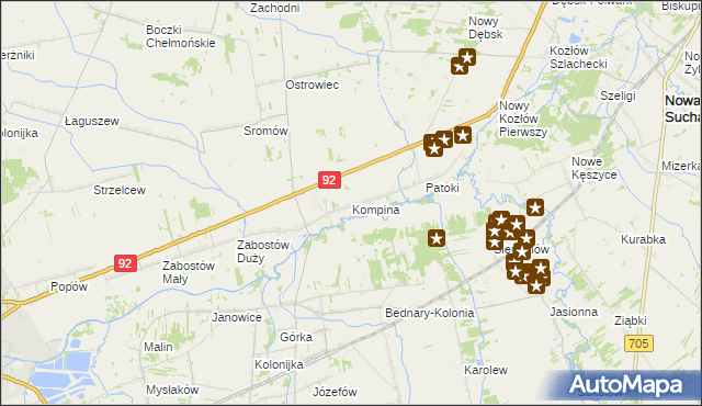 mapa Kompina, Kompina na mapie Targeo