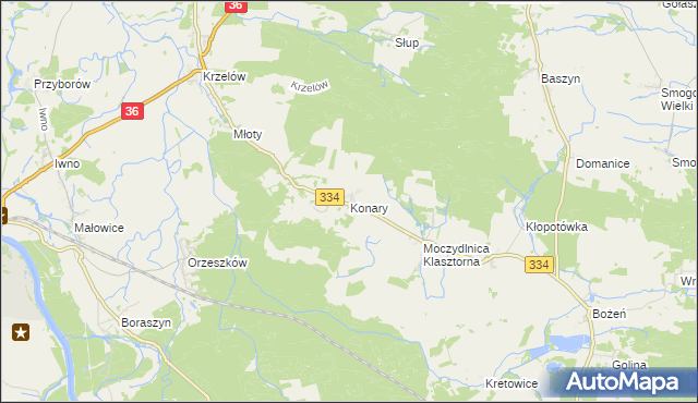 mapa Konary gmina Wińsko, Konary gmina Wińsko na mapie Targeo