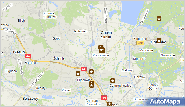 mapa Kopciowice, Kopciowice na mapie Targeo