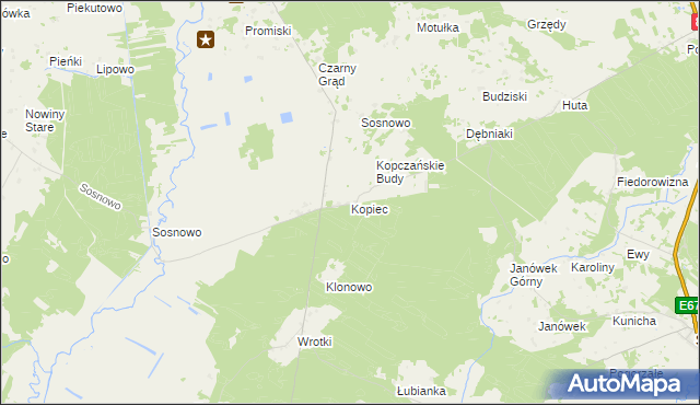 mapa Kopiec gmina Sztabin, Kopiec gmina Sztabin na mapie Targeo