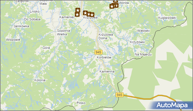 mapa Korbielów, Korbielów na mapie Targeo