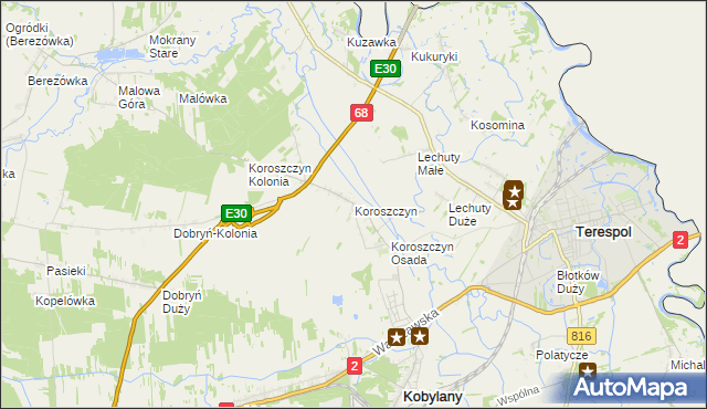 mapa Koroszczyn, Koroszczyn na mapie Targeo