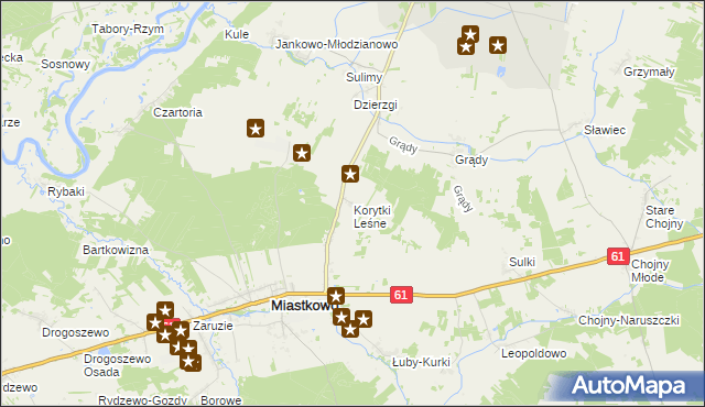 mapa Korytki Leśne, Korytki Leśne na mapie Targeo