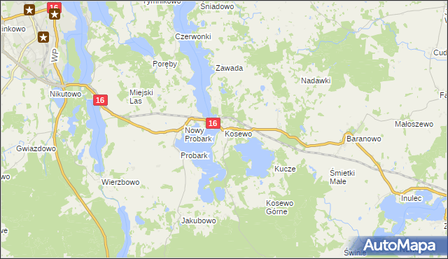 mapa Kosewo gmina Mrągowo, Kosewo gmina Mrągowo na mapie Targeo