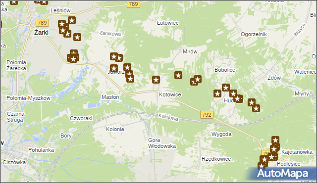 mapa Kotowice gmina Żarki, Kotowice gmina Żarki na mapie Targeo