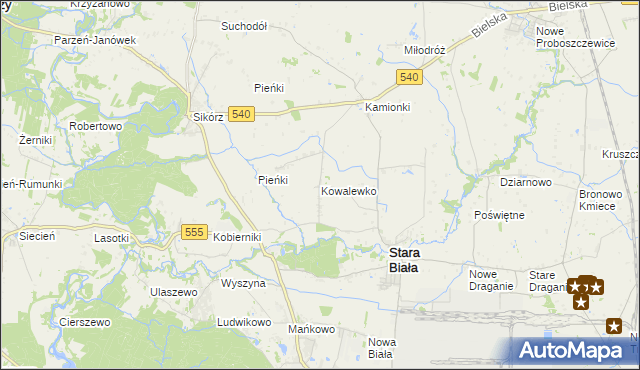 mapa Kowalewko gmina Stara Biała, Kowalewko gmina Stara Biała na mapie Targeo