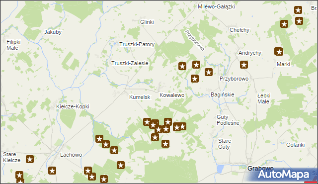 mapa Kowalewo gmina Kolno, Kowalewo gmina Kolno na mapie Targeo