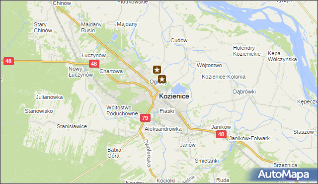 mapa Kozienice, Kozienice na mapie Targeo