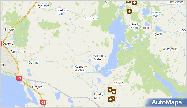 mapa Kożuchy Małe, Kożuchy Małe na mapie Targeo