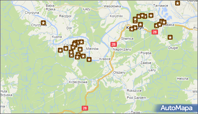 mapa Krasice gmina Krasiczyn, Krasice gmina Krasiczyn na mapie Targeo