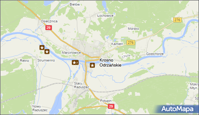 mapa Krosno Odrzańskie, Krosno Odrzańskie na mapie Targeo