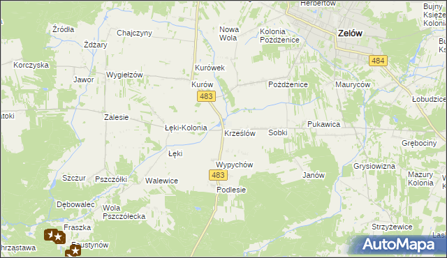 mapa Krześlów, Krześlów na mapie Targeo