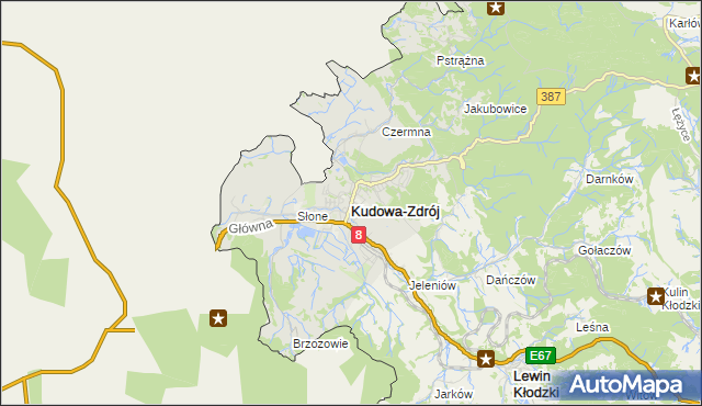 mapa Kudowa-Zdrój, Kudowa-Zdrój na mapie Targeo