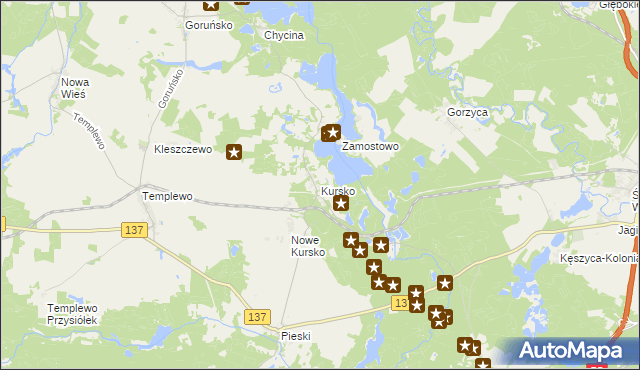 mapa Kursko, Kursko na mapie Targeo