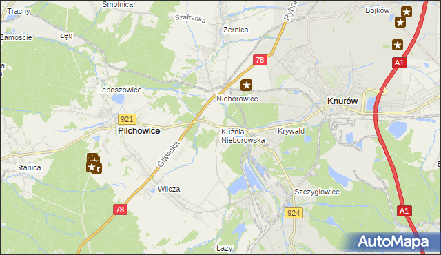 mapa Kuźnia Nieborowska, Kuźnia Nieborowska na mapie Targeo