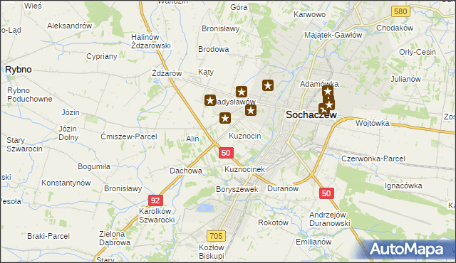 mapa Kuznocin gmina Sochaczew, Kuznocin gmina Sochaczew na mapie Targeo