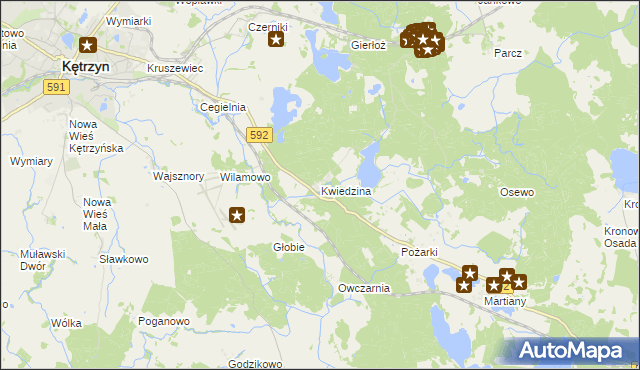 mapa Kwiedzina, Kwiedzina na mapie Targeo