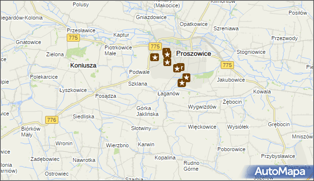 mapa Łaganów, Łaganów na mapie Targeo
