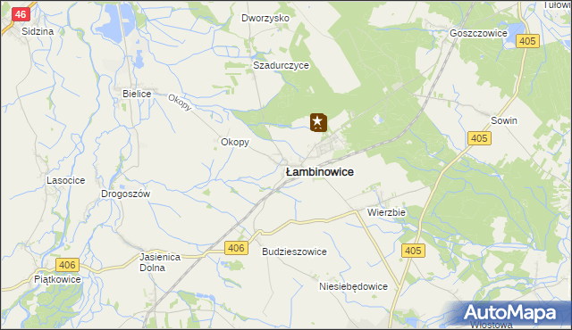 mapa Łambinowice, Łambinowice na mapie Targeo