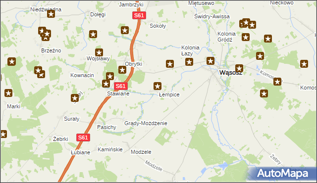 mapa Łempice gmina Wąsosz, Łempice gmina Wąsosz na mapie Targeo