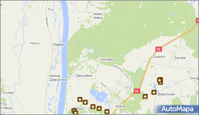 mapa Leśniewo gmina Grudziądz, Leśniewo gmina Grudziądz na mapie Targeo