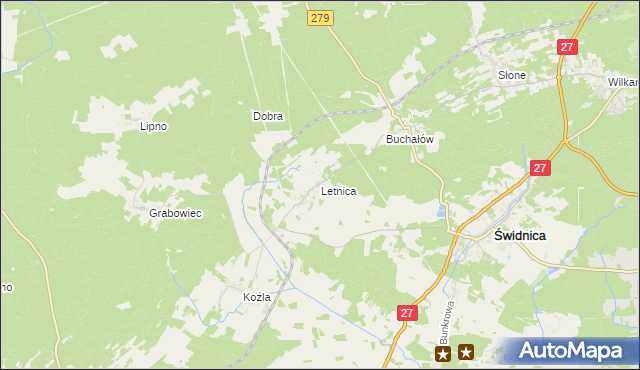 mapa Letnica, Letnica na mapie Targeo