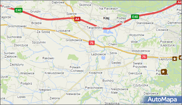 mapa Łężkowice, Łężkowice na mapie Targeo