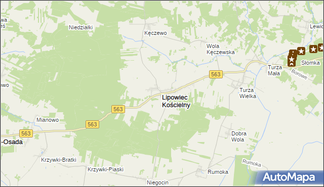 mapa Lipowiec Kościelny, Lipowiec Kościelny na mapie Targeo