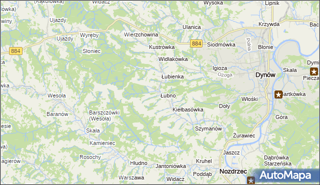 mapa Łubno gmina Dynów, Łubno gmina Dynów na mapie Targeo
