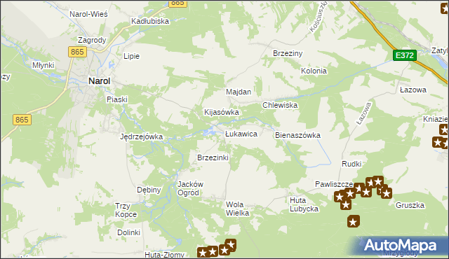 mapa Łukawica gmina Narol, Łukawica gmina Narol na mapie Targeo