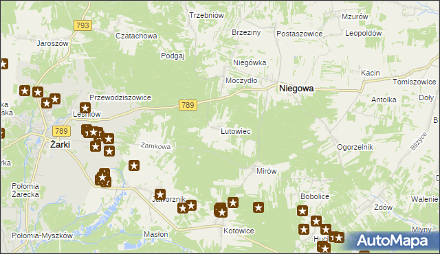 mapa Łutowiec, Łutowiec na mapie Targeo