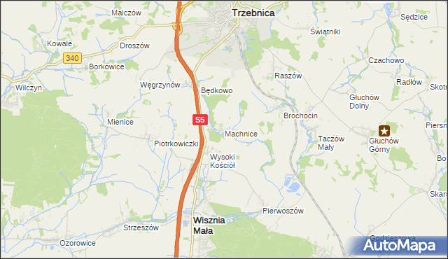 mapa Machnice, Machnice na mapie Targeo