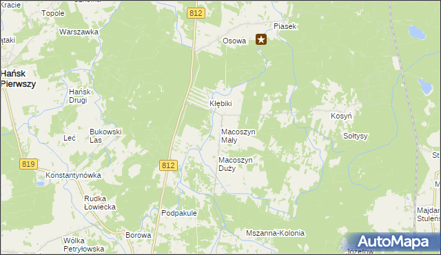 mapa Macoszyn Mały, Macoszyn Mały na mapie Targeo