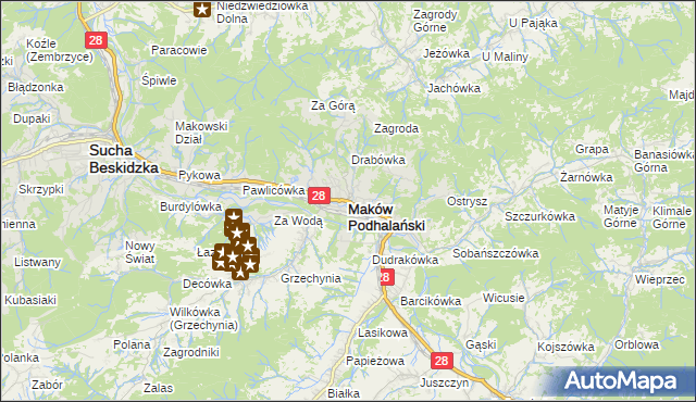 mapa Maków Podhalański, Maków Podhalański na mapie Targeo